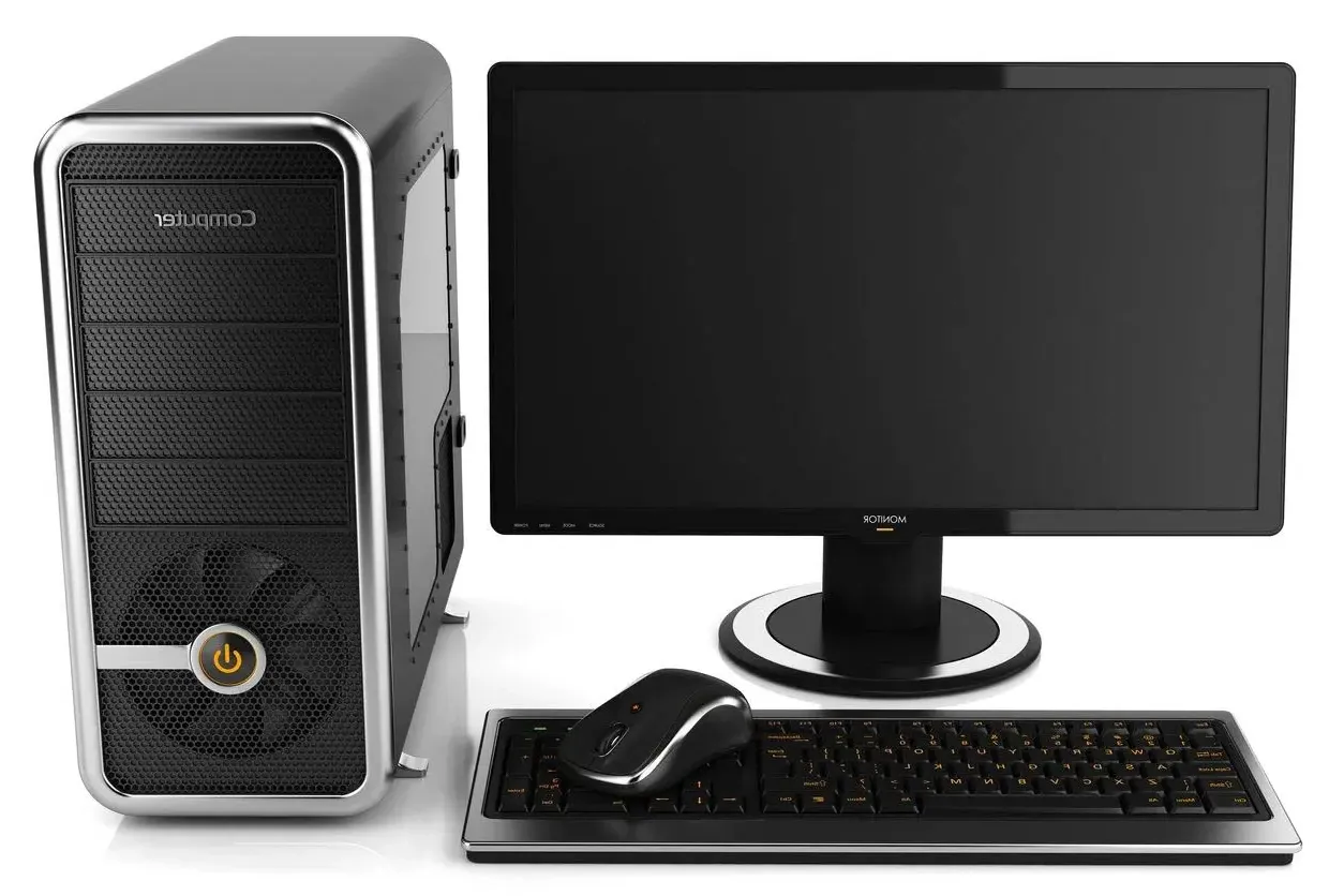 Computer Tower with Monitor and Keyboard